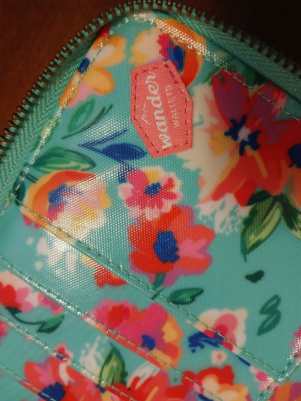 Aqua Floral Zip Wallet